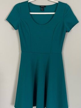Forever 21 Teal Ribbed Scoop Neck Short Sleeve Dress Size Medium